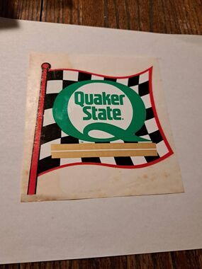Vintage Quaker State Oil Checkered Flag Sticker Decal Race Street Car Mechanic
